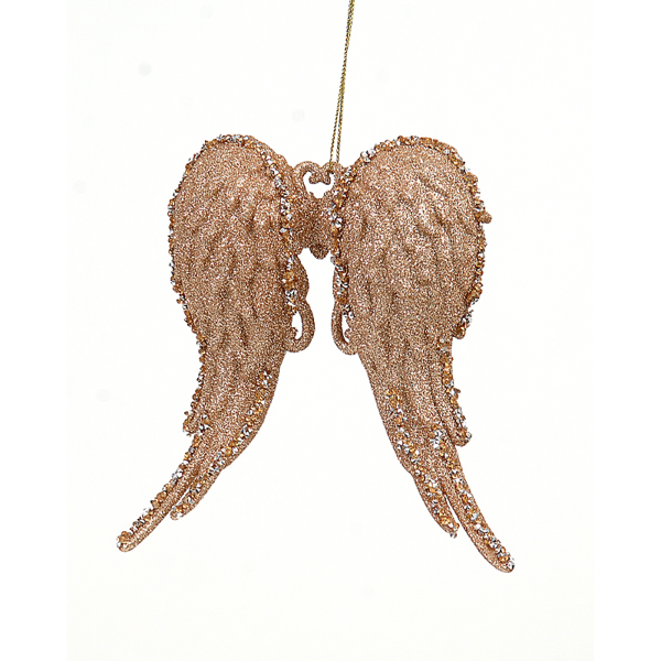 12/144-13cm Plastic glitter wings ornament