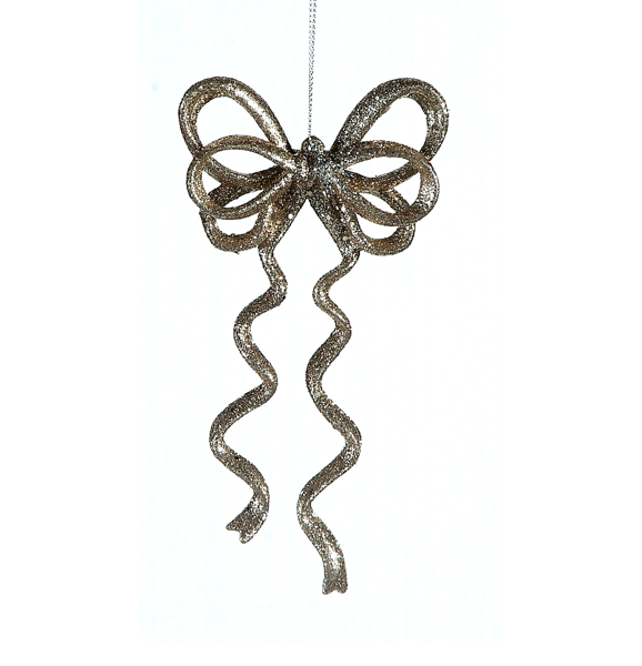 12/432- 18cm gold bow ornament