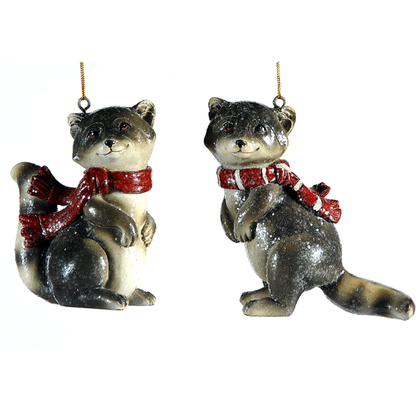 8/24 - 2 Asst raccoon ornaments