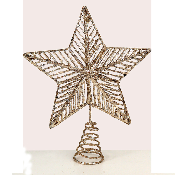 12/72-30cm champagne gold star tree top