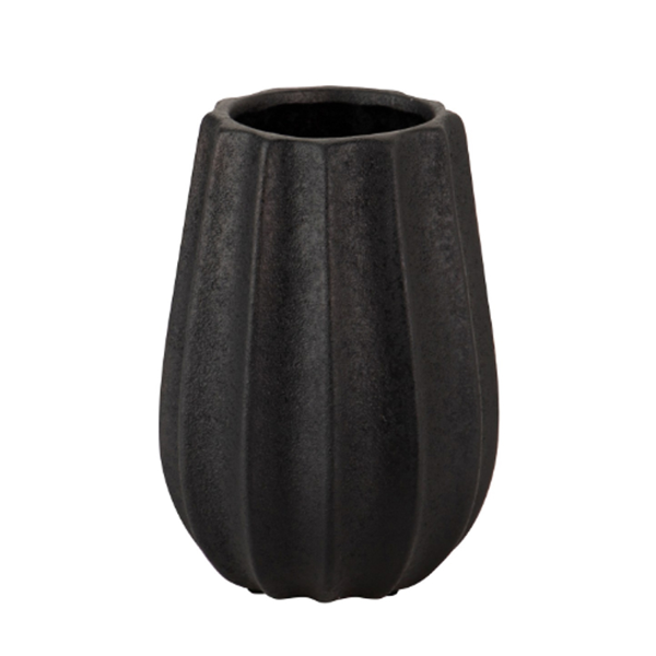 BLACK CERAMIC VASE 19X19X26CM