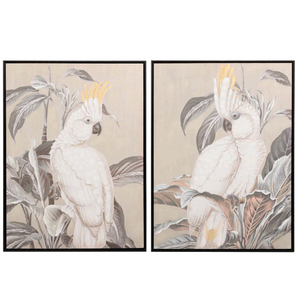 CACATUA SET 2 CANVAS W BLACK FRAME 60X4X80CM