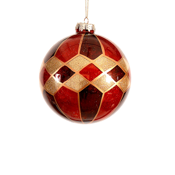 12/96 - 8cm red and gold painted ball