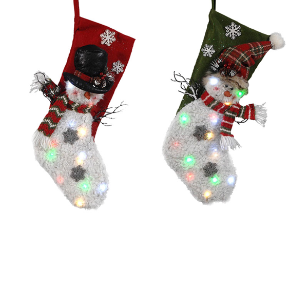 6/48 - 2 Asst 56cm snowman stocking w/LED