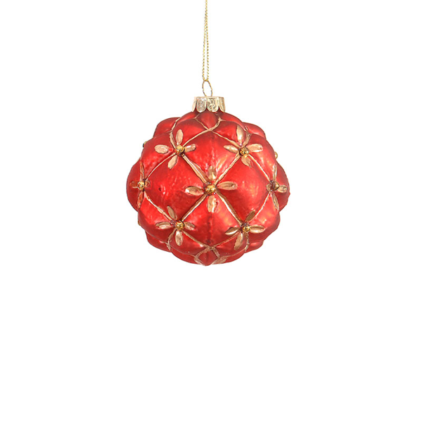 12/96 - 8cm mat red painted ball with gems