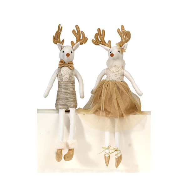 6/12-62cm 2Asst reindeer couple gold