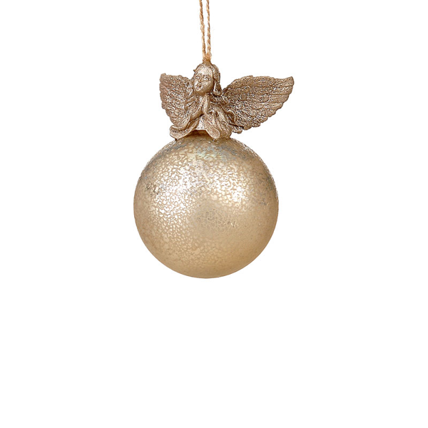 12/96-8cm Gold glass ball w/Angel on top