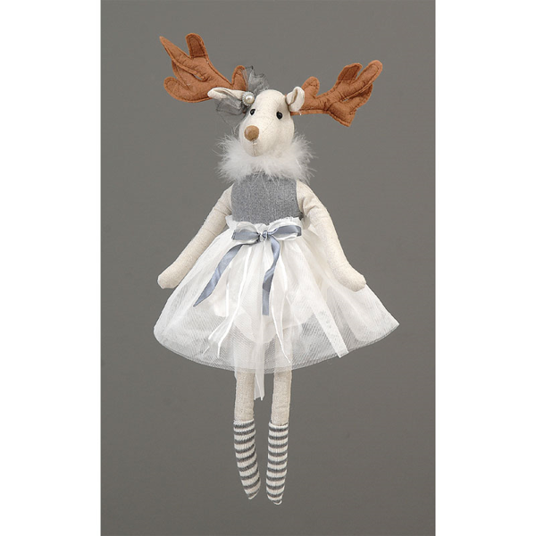3/24 - 58cm sitting white ballerina reindeer