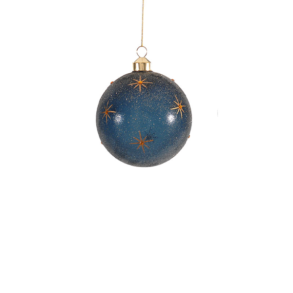 12/48 - 10CM blue glass ball w/ stars