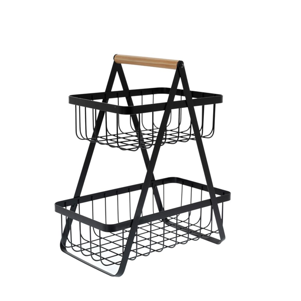 ΔΙ ΔΙΩΡΟΦΗ ΜΑΥΡΗ ΜΕΤΑΛΛΙΚΗ ΦΡΟΥΤΙΕΡΑ 36x20x43EK ΜΕ ΞΥΛΙΝΟ ΧΕΡΙ (36Χ20) (28Χ20)