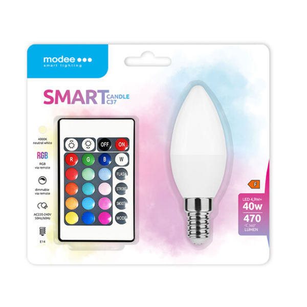 ΛΑΜΠΕΣ LED ΚΕΡΙ 4.9W E14 RGB REMOTE MODEE