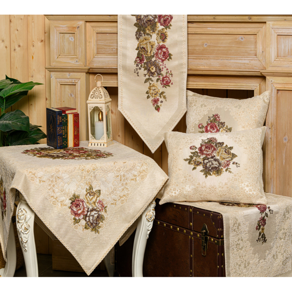 PLS-TB17008 140Χ140 ΤΡΑΠ/ΚΑΡΕ JACQUARD CREAM ΣΤΟΦΑ