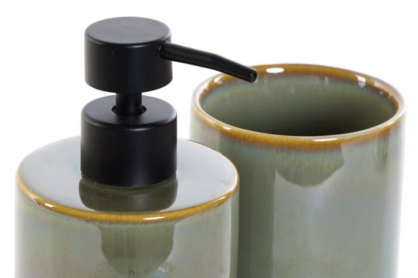 DISPENSER SET 2 STONEWARE PVC 8X8X17,5 GREEN