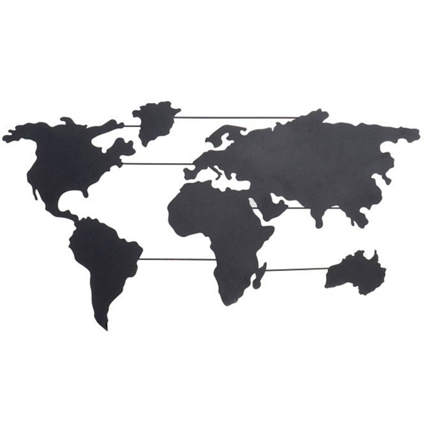 WALL DECORATION IRON 82X1.5X46 MAP BLACK