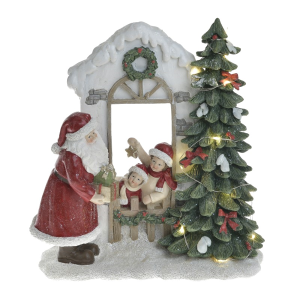 ΠΑΡΑΣΤΑΣΗ XMAS LED RESIN ΛΕΥΚΟ/ΠΡΑΣΙΝΟ/ΚΟΚΚΙΝΟ 22X11X23