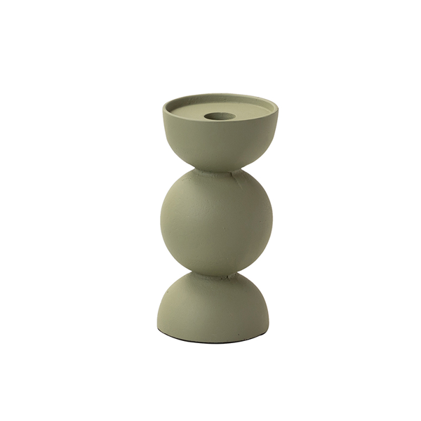 GREEN ALUMINIUM CANDLE HOLDER 8X8X17CM