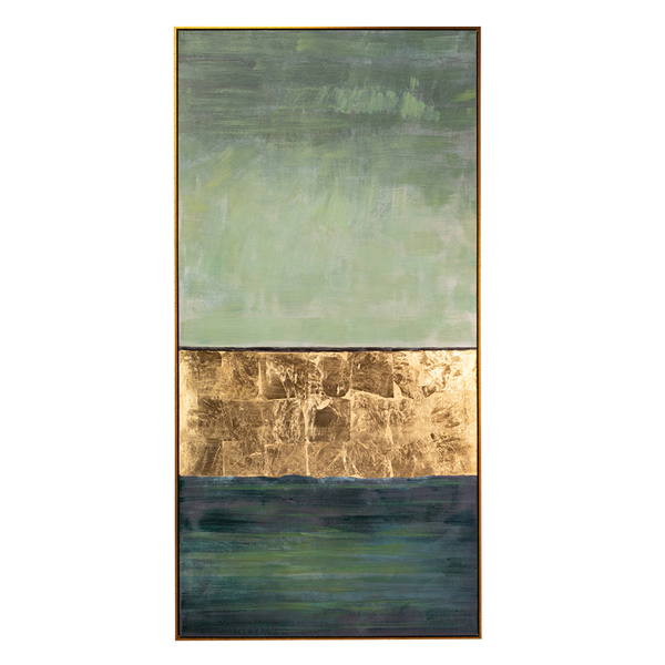 ABSTRACT FOIL CANVA WITH GOLDEN FRAME 90X4X180CM multicolor