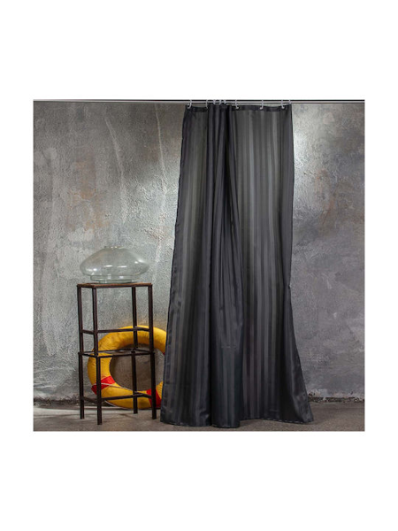 ΚΟΥΡΤΙΝΑ ΜΠΑΝΙΟΥ 180Χ180 ΑΝΘΡΑΚΙ JACQUARD 100% POLYESTER