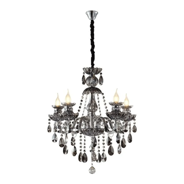 Artekko Chandelier Riky Πολυέλαιος 8φωτος Ανθρακί Κρύσταλλο (80x80x70)cm 23-3011