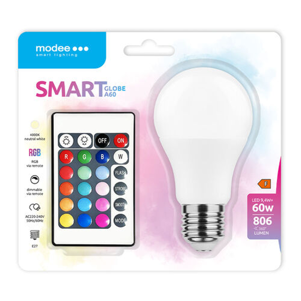 ΛΑΜΠΕΣ LED A60 4.9W E27 RGB REMOTE MODEE
