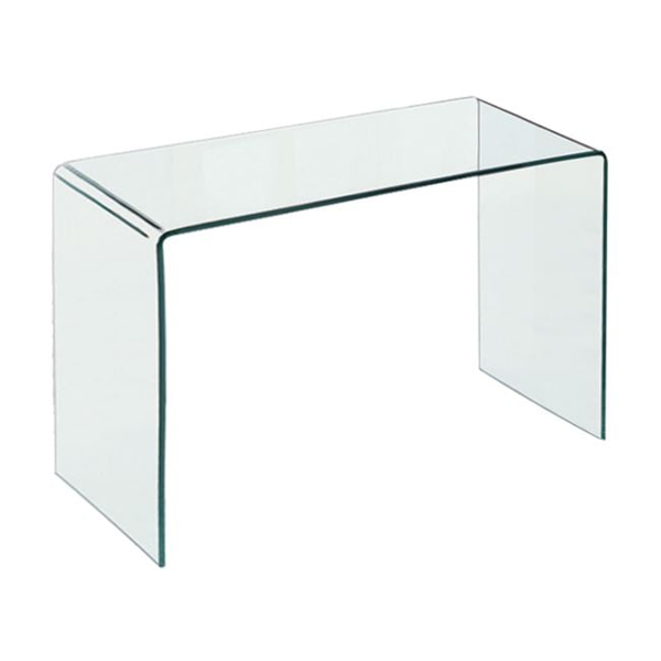 GLASSER Wood Κονσόλα Διάφανο Γυαλί 12mm - με Συρτάρια Απόχρωση Δρυς 110x40x76cm