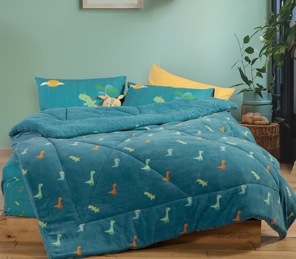 ΠΑΙΔΙΚΟ ΚΟΥΒΕΡΤΟΠΑΠΛΩΜΑ ΜΟΝΟ DINOS ON WHEELS 160Χ220 NEF-NEF HOMEWARE