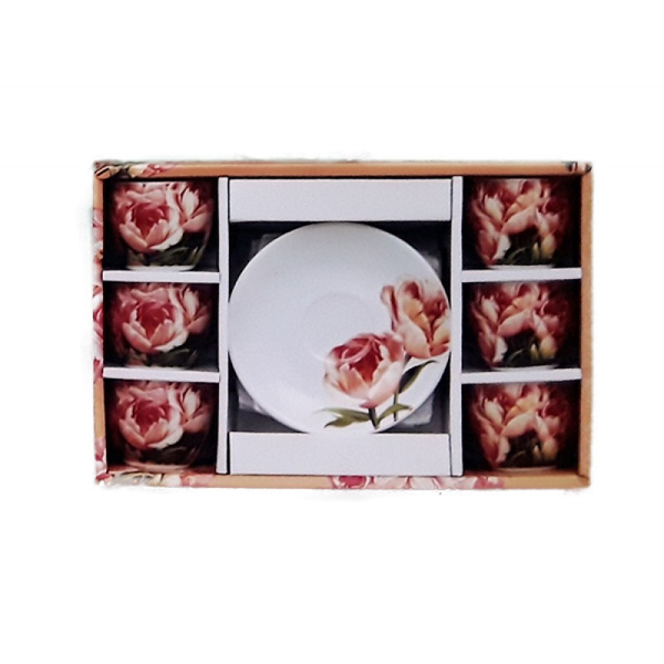 R10052-Ν27 ΣΕΤ ΚΑΦΕ 6ΤΕΜ. ΣΟΜΟΝ ΑΝΘΟΣ ΣΕ ΚΟΥΤΙ