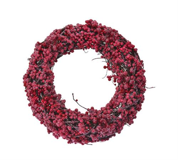 XM638 ΣΤΕΦΑΝΙ ΜΕ ΚΟΚΚΙΝΑ ΠΑΓΩΜΕΝΑ BERRIES 33CM