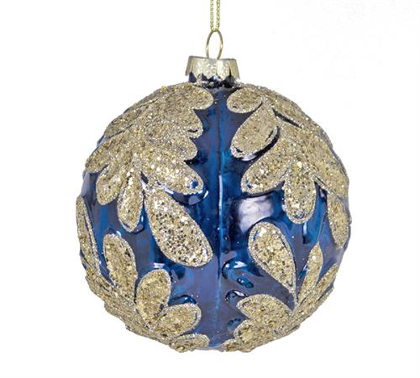 BL501 ΓΥΑΛ.ΜΠΑΛΛΑ ΣΧ.ΦΥΛΛΑ ΜΠΛΕ / ΧΡΥΣΗ 10CM