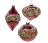 BL432 GLASS ORNAMENT 3 STYLE RED+MULTI COLOR STONES
