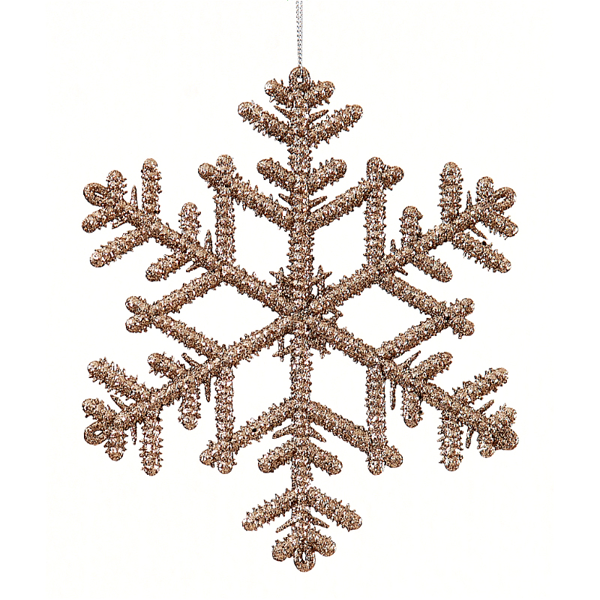 12/288-18cm Champagne glitter snowflake orn