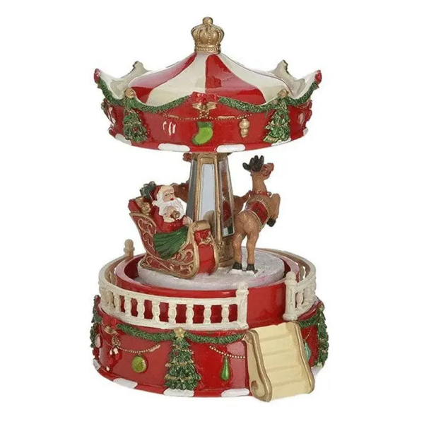 ΚΑΡΟΥΖΕΛ XMAS ΚΟΥΡΔΙΣΤΟ ΜΕ ΚΙΝΗΣΗ/ΜΟΥΣΙΚΗ RESIN ΚΟΚΚΙΝΟ 13Χ10Χ14