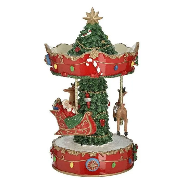 ΚΑΡΟΥΖΕΛ XMAS ΚΟΥΡΔΙΣΤΟ ΜΕ ΚΙΝΗΣΗ/ΜΟΥΣΙΚΗ RESIN ΚΟΚΚΙΝΟ 14Χ14Χ25