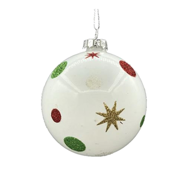 BL390 ΓΥΑΛΙΝΗ ΜΠΑΛΛΑ ΟΠΑΛΙΝΑ ΜΕ ΒΟΥΛΕΣ & ΑΣΤΕΡΙΑ,8cm MULTICOLOR