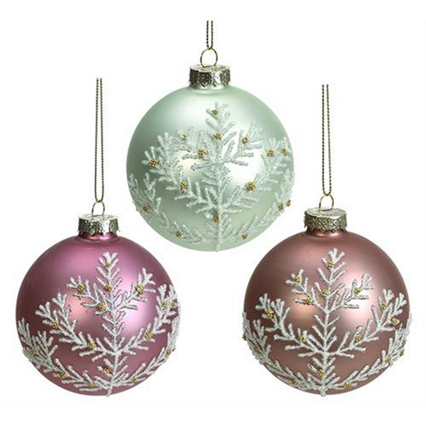 BL362 ΓΥΑΛΙΝΗ ΜΠΑΛΛΑ ΜΕ ΧΙΟΝΙΣΜΕΝΟ ΕΝΤΕΛΒΑΙΣ 3ΧΡ., 8cm