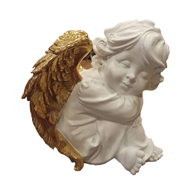 47495 ΔΙΑΚΟΣΜΗΤΙΚΟ ΑΓΓΕΛΑΚΙ ΠΟΛΥΕΣΤΕΡΙΚΟ ΛΕΥΚΟ ΜΕ ΧΡΥΣΑ ΦΤΕΡΑ