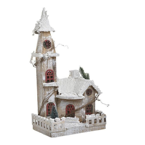 ΣΠΙΤΑΚΙ LED ΞΥΛΙΝΟ NATURAL/ΛΕΥΚΟ 27X18X55