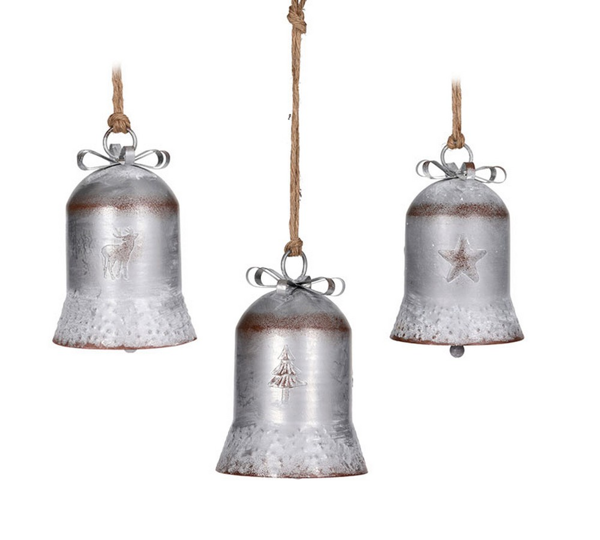 24016 XM383 ΜΕΤΑΛΛΙΚΗ ΚΑΜΠΑΝΑ ΣΕ VINTAGE MAT ΑΣΗΜΙ 3ΣΧ.