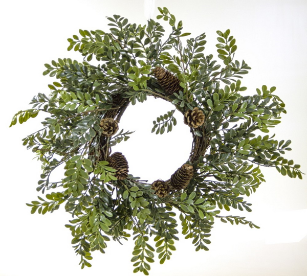 MS609 ΣΤΕΦΑΝΙ PLASTIC ΜΕ ΦΥΛΛΑ "BUXUS", 40CM