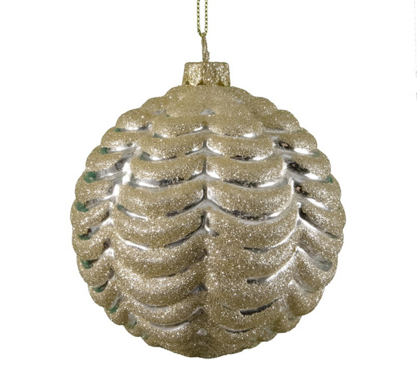 BL218 ΓΥΑΛΙΝΗ ΜΠΑΛΛΑ "WAVE" ΑΣΗΜΙ ΜΕ ΧΡΥΣΟ GLITTER