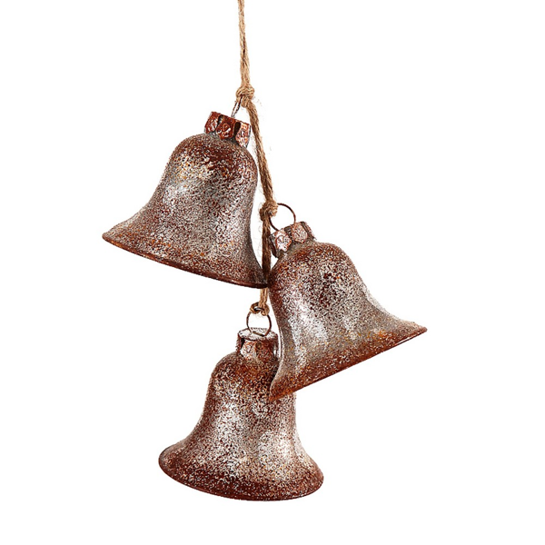 6/36 - 15 cm Glass Retro Bells Orn