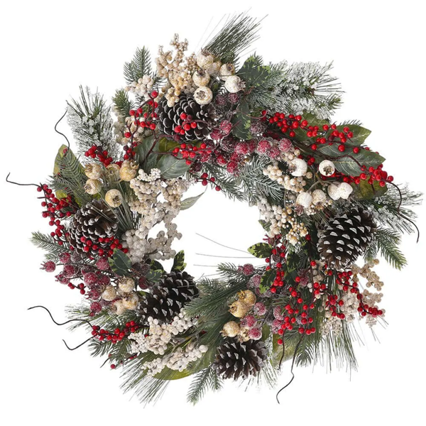 ΧΡ ΠΡΑΣΙΝΟ ΣΤΕΦΑΝΙ ΜΕ ΚΟΚΚΙΝΑ ΚΑΙ ΧΡΥΣΑ BERRIES 55ΕΚ