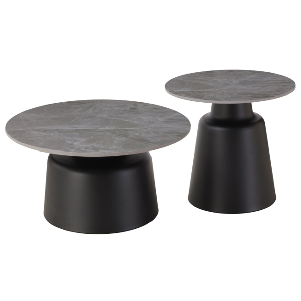 ΤΡΑΠΕΖΙΑ ΣΑΛΟΝΙΟΥ FB918263.03 ΚΕΡΑΜΙΚΑ TOP ΟΨΗ ΓΚΡΙ ΜΑΡΜΑΡΟΥ Φ50εκ & Φ70εκ