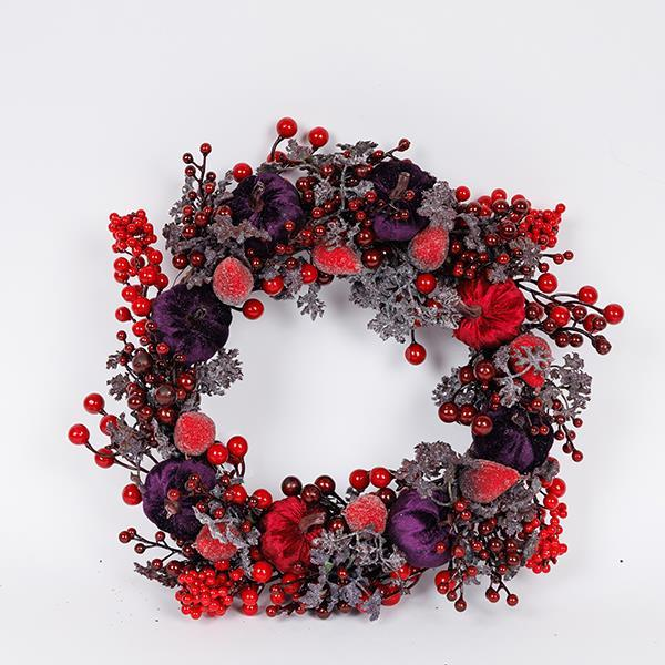 ΣΤΕΦΑΝΙ, ΜΕ ΜΠΟΡΝΤΟ ΚΑΙ ΣΚΟΥΡΟ ΜΩΒ ΚΟΛΟΚΥΘΕΣ, 45cm