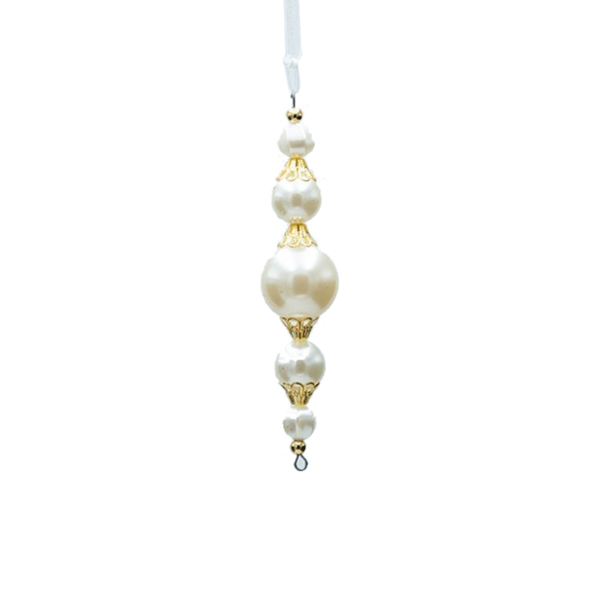 ΣΤΑΛΑΚΤΙΤΗΣ ΜΕ ΠΕΡΛΕΣ, ΛΕΥΚΟ ΜΕ ΧΡΥΣΟ, 3x13cm