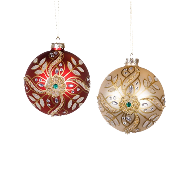 ΓΥΑΛΙΝΗ ΜΠΑΛΑ, ΚΟΚΚΙΝΗ ΣΑΜΠΑΝΙ, ΜΕ ΧΑΝΤΡΕΣ ΚΑΙ GLITTER,  ΣΕΤ 2ΤΜΧ, 10cm