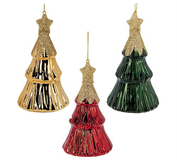  XM885 Γυάλινο στολίδι σχ.έλατο σε 3 χρ.,7x13cm