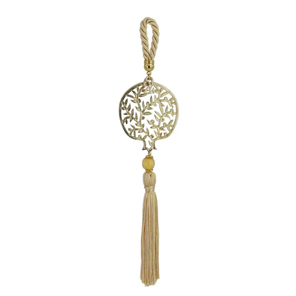 S1296//ΓΟΥΡΙ ΚΡΕΜΑΣΤΟ ΚΟΡΔΟΝΙ ΕΚΡΟΥ - ΡΟΔΙ/ΔΕΝΤΡΟ ΝΕΟ ΧΡΥΣΟ - Y24cm