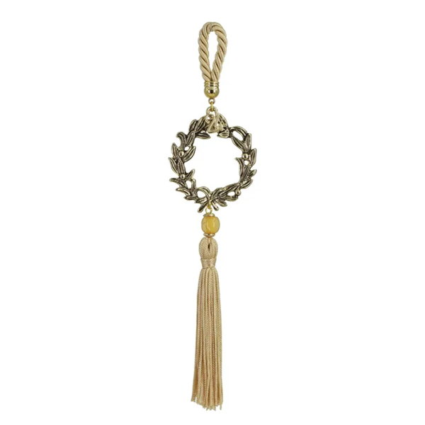 S1278//ΓΟΥΡΙ ΚΡΕΜΑΣΤΟ ΚΟΡΔΟΝΙ ΕΚΡΟΥ - ΣΤΕΦΑΝΙ ΧΡΥΣΟ - Y24cm