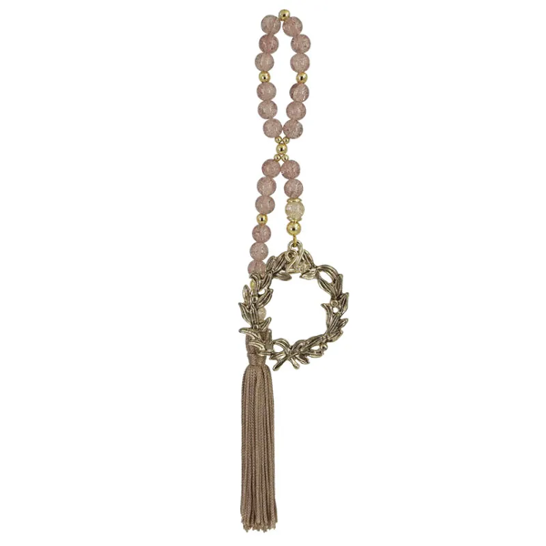 S1258//ΓΟΥΡΙ ΚΟΜΠΟΛΟΪ ΧΑΝΤΡΕΣ ΜΩΒ/ΣΤΕΦΑΝΙ ΧΡΥΣΟ/ΦΟΥΝΤΑ ΜΠΕΖ - Υ26cm